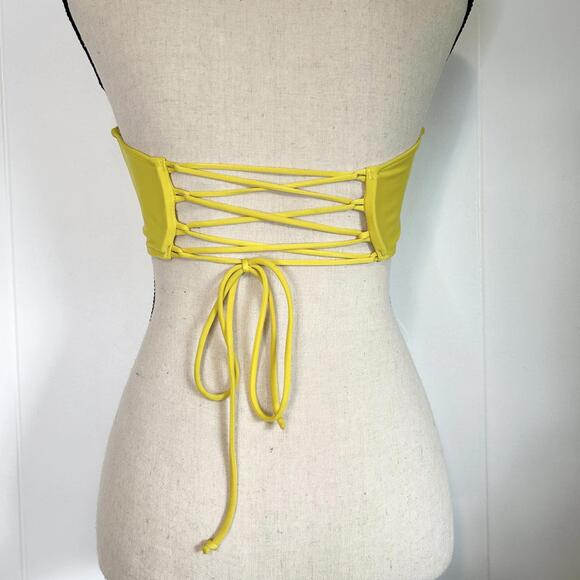 Pakaloha Yellow Strapless Bandeau Bikini Top Strappy Bikini Top Women's Small - Picture 2 of 3